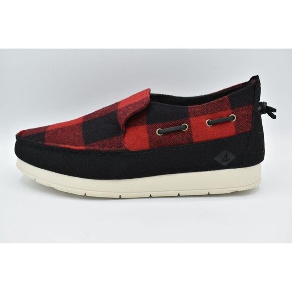 Sperry Mens Size 11.5 Moc Sider Buffalo Check Plaid Red Wool Blend Slip On Shoes main image 11